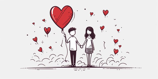 Foto line art carino amante illustrazioni cuori illustrazione valentine clipart