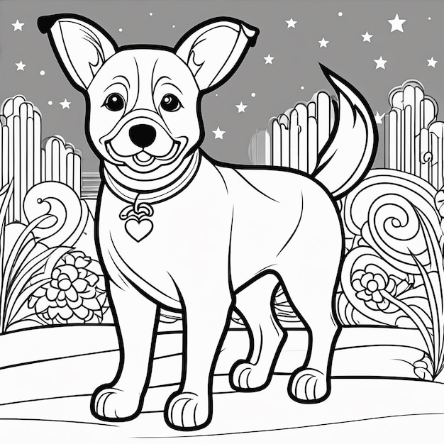 line art dog illustration