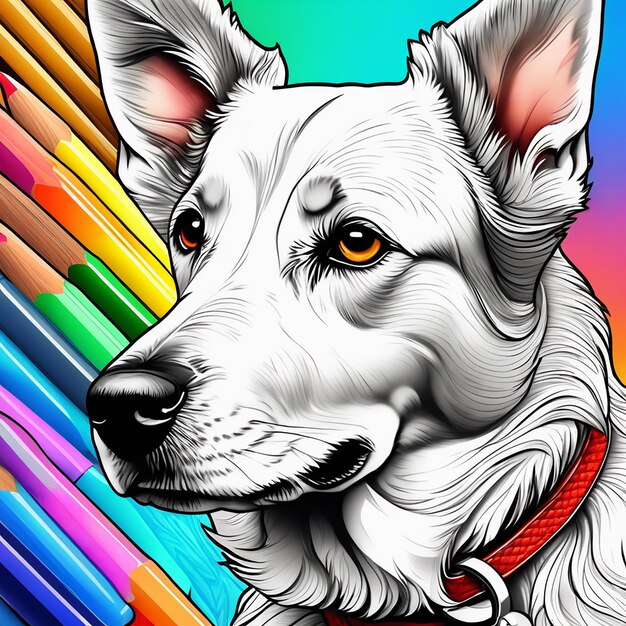 line art dog illustration