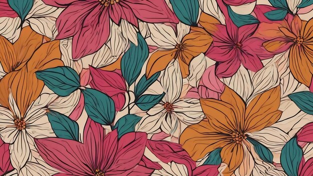 Line art geometric flower shapes pattern and background