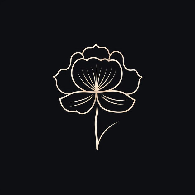 Line art golden flower AI generated Image