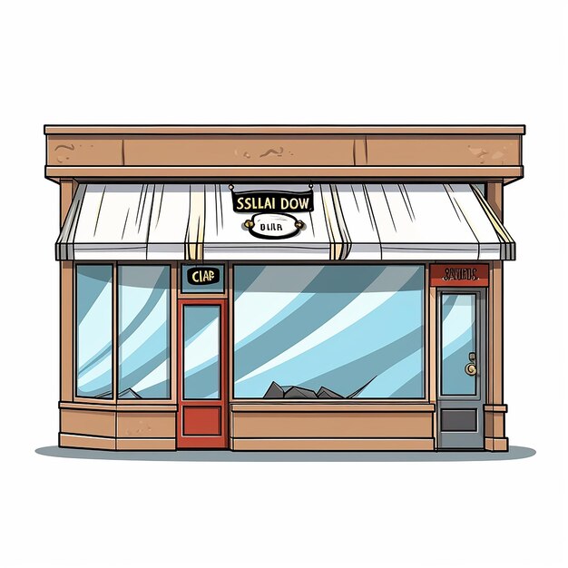 Line Art Illustration of a Closed Down Shop Due to Economic Challenges