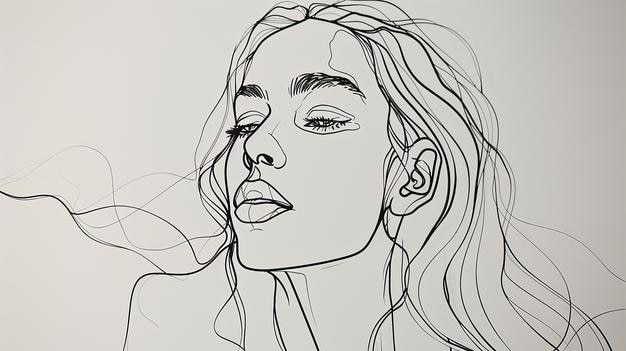 a line art illustration of a womans profile