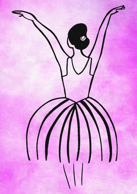 Line Art Moderne Ballerina Danser Meisje Illustratie