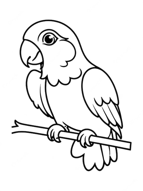 Photo line art outline of a beautiful bird