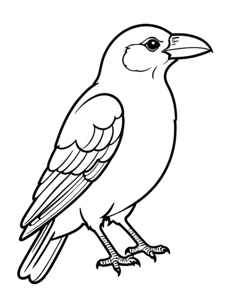 Photo line art outline of a beautiful bird