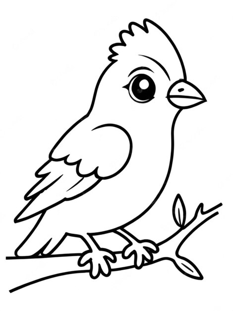 Photo line art outline of a beautiful bird