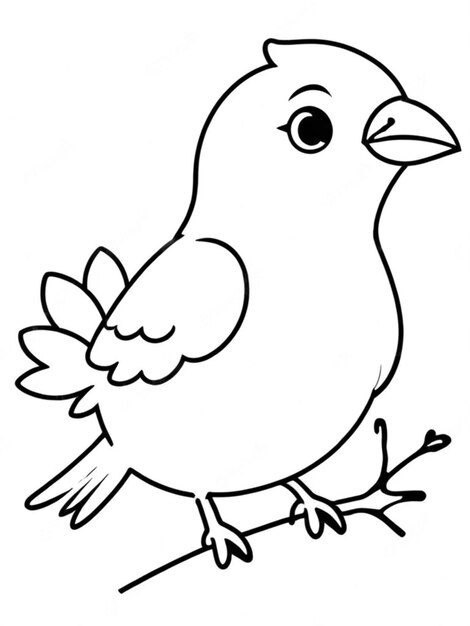 Photo line art outline of a beautiful bird