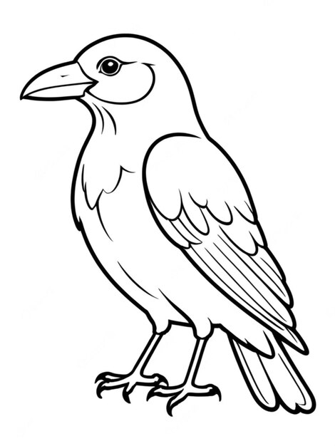 Photo line art outline of a beautiful bird