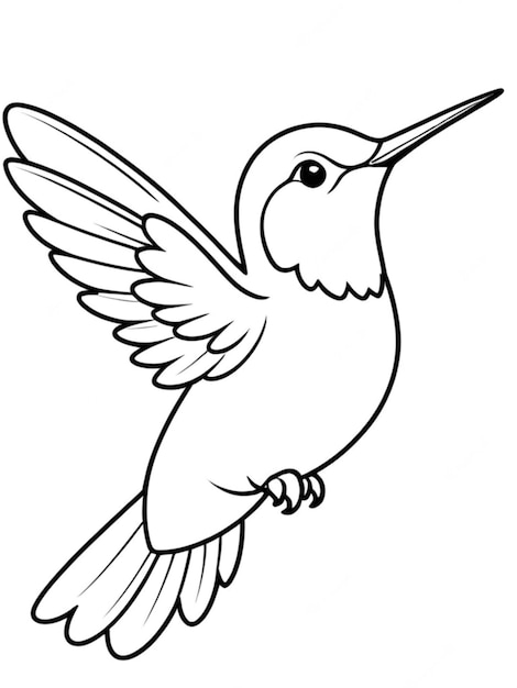 Photo line art outline of a beautiful bird