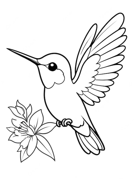 Photo line art outline of a beautiful bird