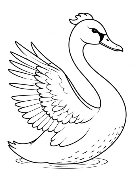 Photo line art outline of a beautiful bird