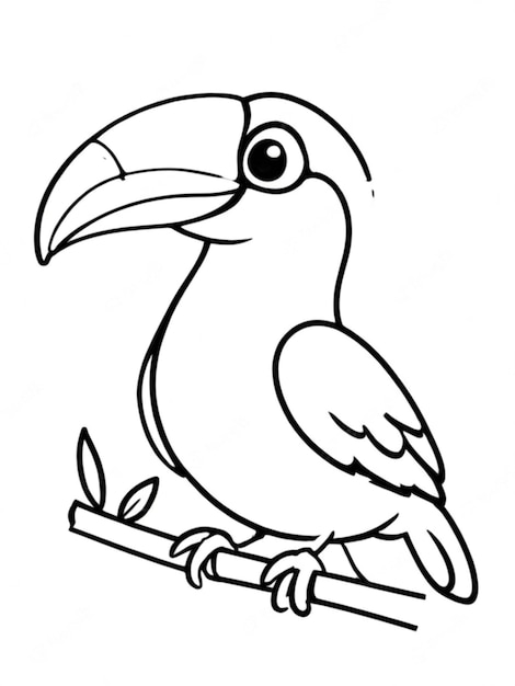 Photo line art outline of a beautiful bird