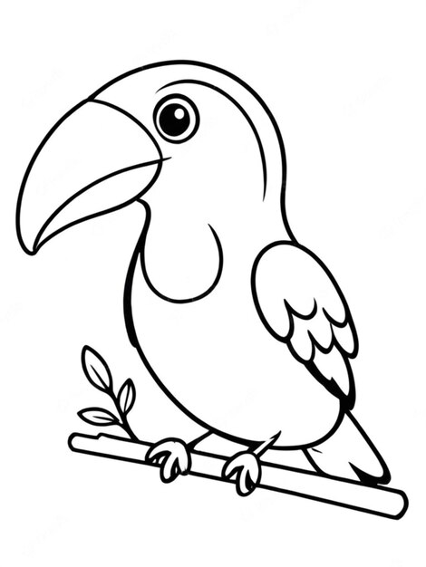 Photo line art outline of a beautiful bird