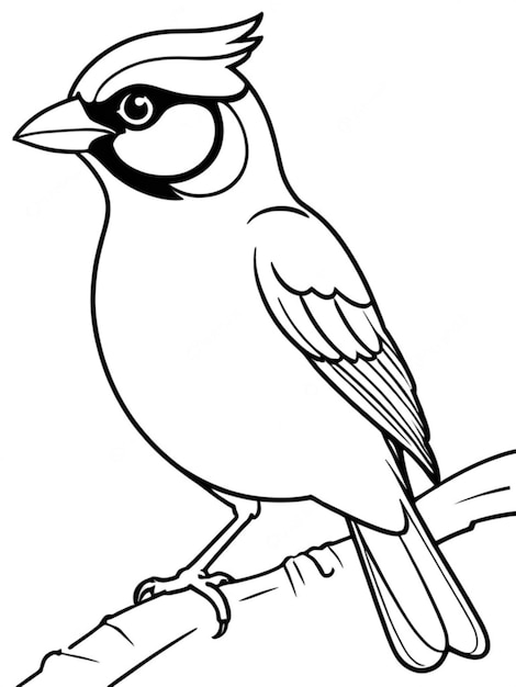 Photo line art outline of a beautiful bird