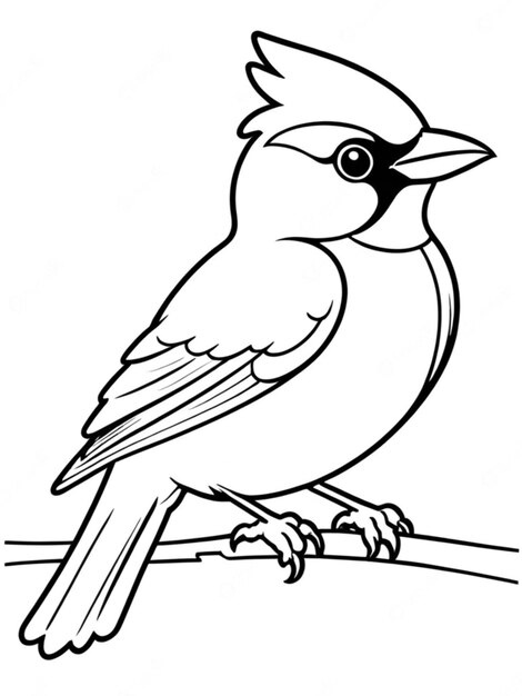 Photo line art outline of a beautiful bird