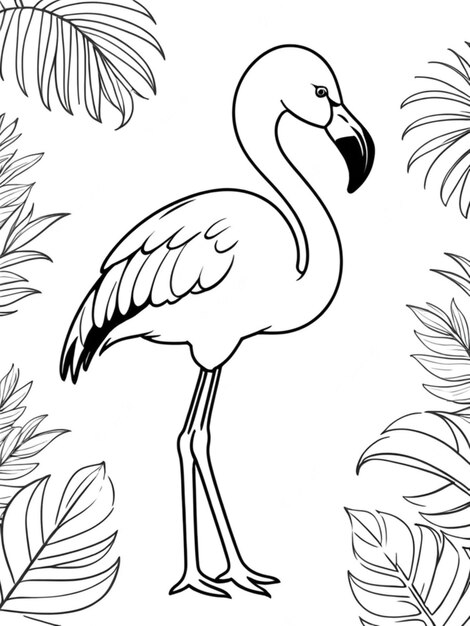 Photo line art outline of a beautiful bird