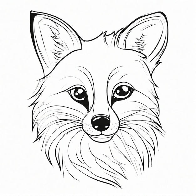 line art Sketch of fox miminal design generated by Generative AI