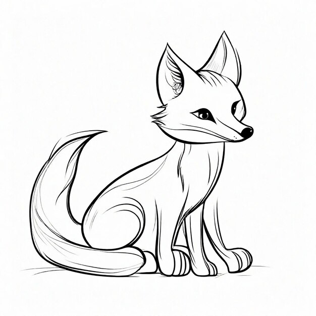 line art Sketch of fox miminal design generated by Generative AI