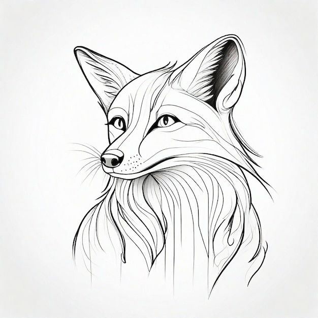 line art Sketch of fox miminal design generated by Generative AI