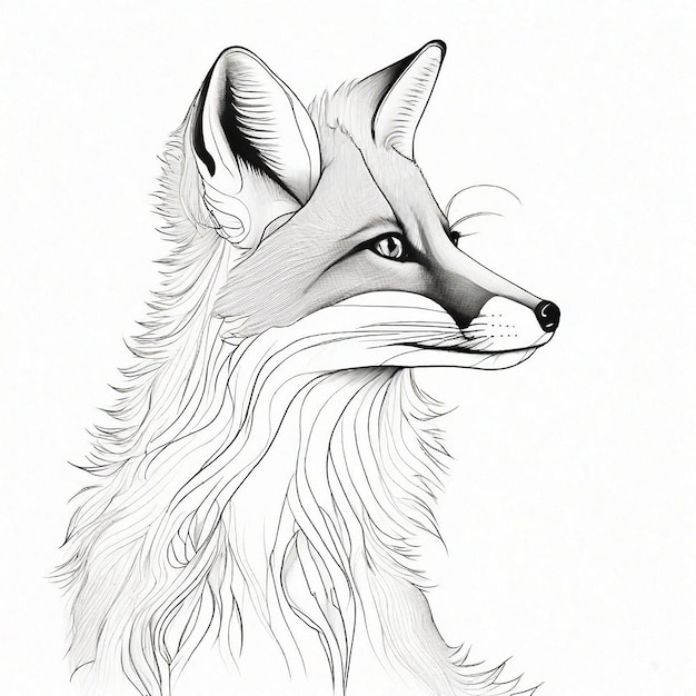 line art Sketch of fox miminal design generated by Generative AI