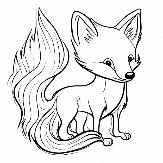 line art Sketch of fox miminal design generated by Generative AI