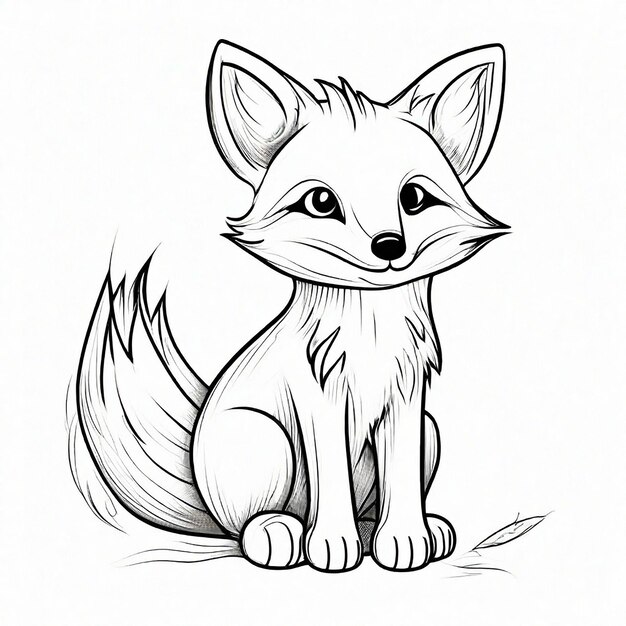 line art Sketch of fox miminal design generated by Generative AI