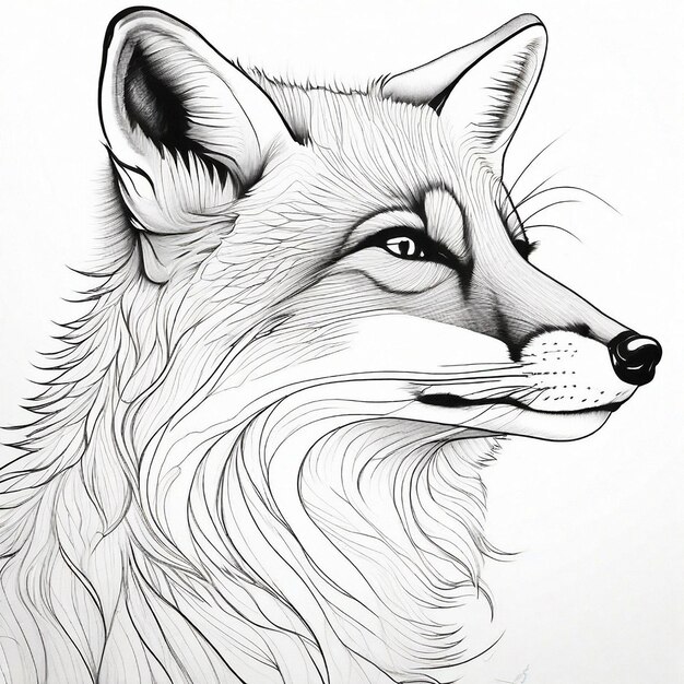 line art Sketch of fox miminal design generated by Generative AI