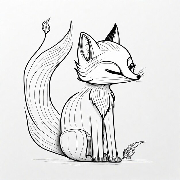 Photo line art sketch of fox miminal design generated by generative ai
