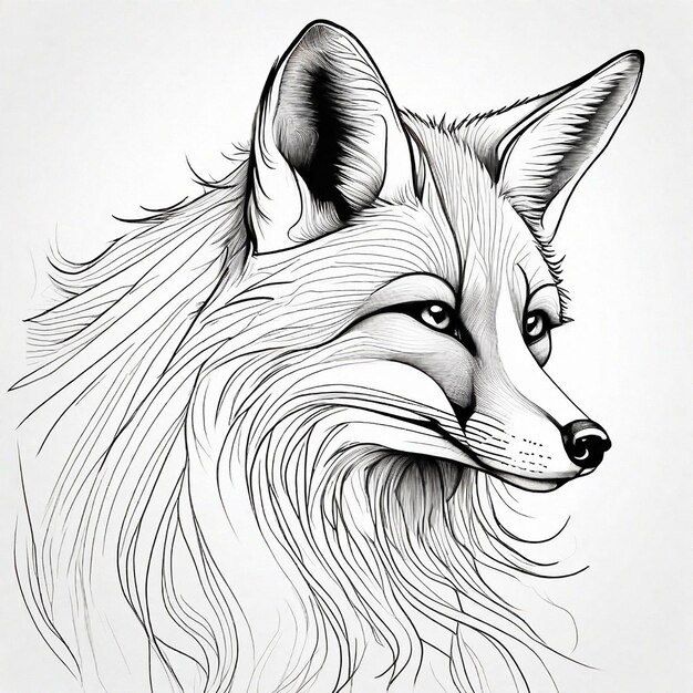 Линейный рисунок эскиза дизайна fox miminal, сгенерированного генеративным ИИ