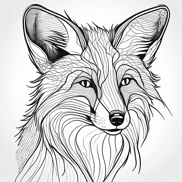 line art Sketch of fox miminal design generated by Generative AI