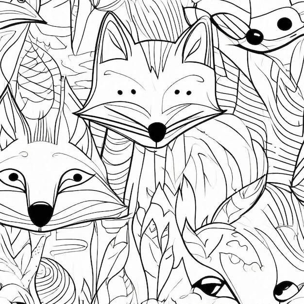 Line art Sketch van fox miminal ontwerp gegenereerd door Generative AI