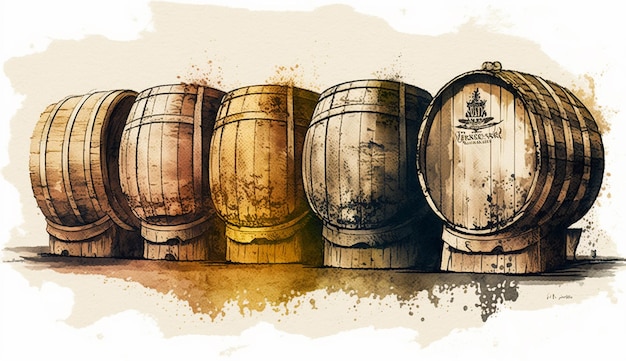 A line of barrels with the word fort collins on the bottom.