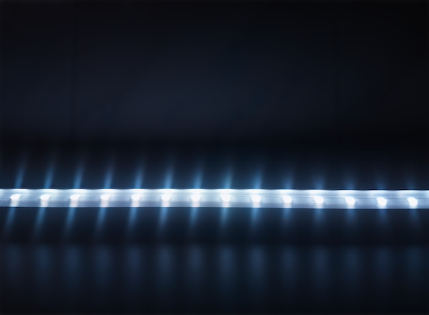 Line of blue led lamps background