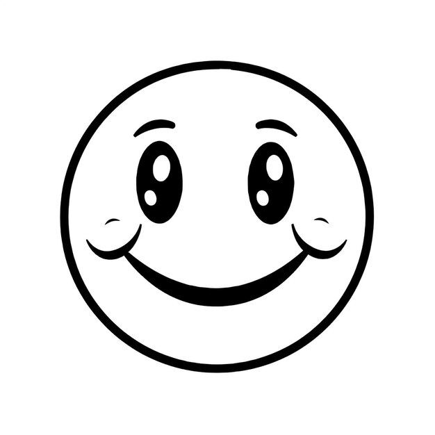 line design smile face vector logo on black and white background