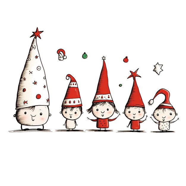 Photo line drawing elfs christmas theme