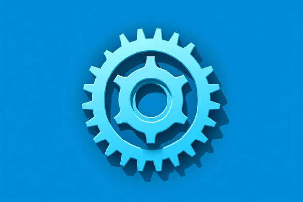 Photo line gears symbol on blue background design