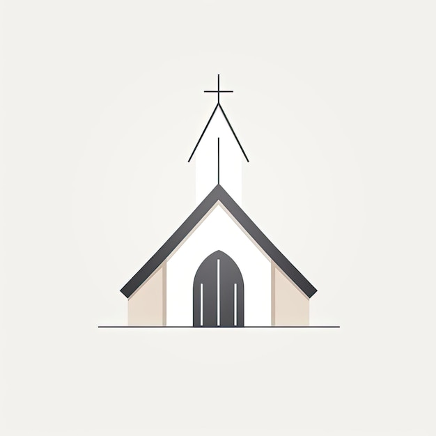 Photo line icon of a church building in the style of positive negative space