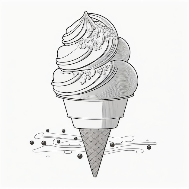 黒と白のアイスクリームの線図