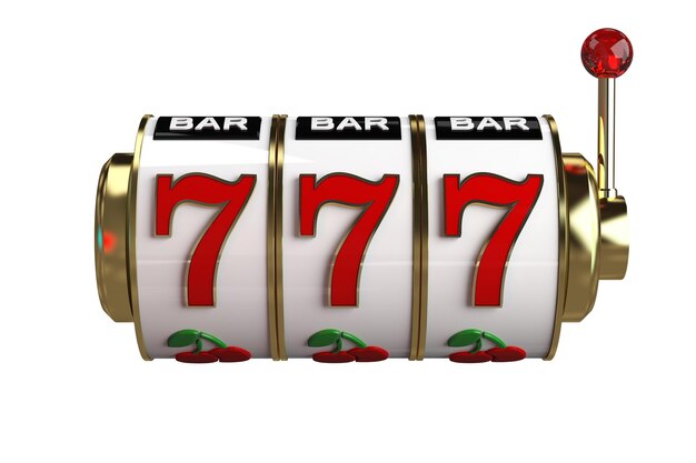 Photo line of sevens slot machine reel 3d illustration