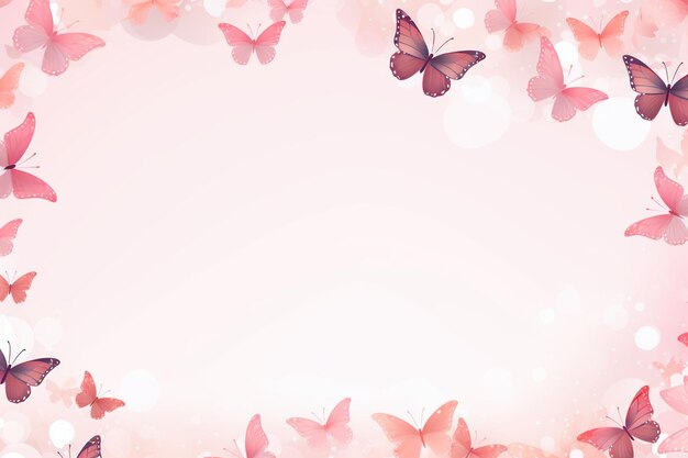 Line style pink butterfly greeting background design