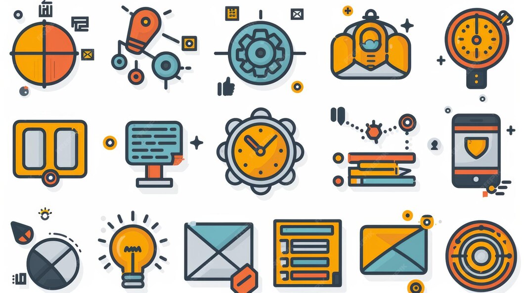 Linear icon set of engineering development script codes and python and ...