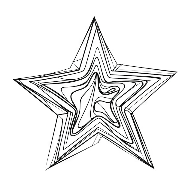 Linear Star Icon on Continuous Line Drawing Background