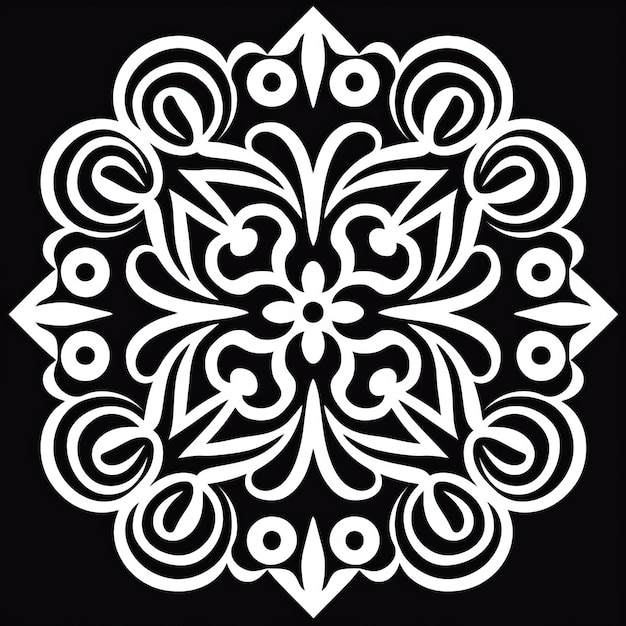 写真 線形ベクトル 黒と白のキルギス語の装飾