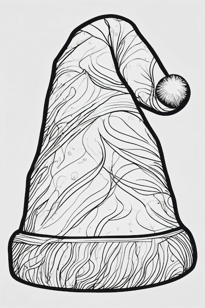 Lineart drawing of a christmas hat on a white background