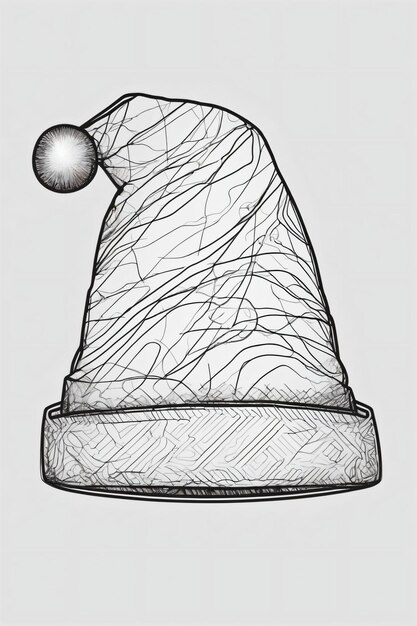 Premium AI Image  Lineart drawing of a christmas hat on a white background