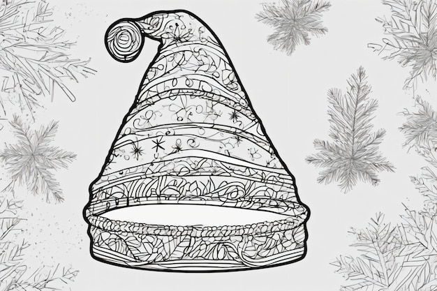 Premium AI Image  Lineart drawing of a christmas hat on a white background