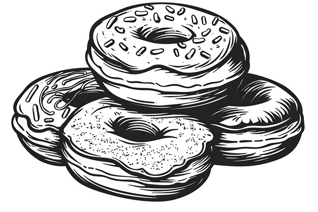 Lineart-ontwerp van donuts