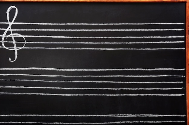 Photo lined blackboard for musical notes closeup