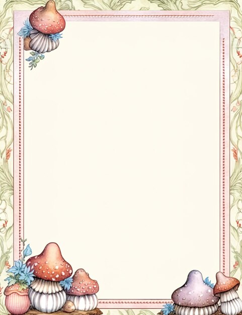 lined diary page in forest and mushroom theme